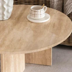 Made in Meubles Table basse ronde en marbre Grâce