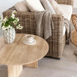 Made in Meubles Table basse ronde en marbre Grâce
