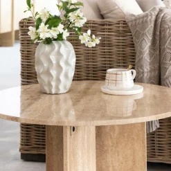 Made in Meubles Table basse ronde en marbre Grâce