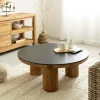 Made in Meubles Table basse ronde en pin recyclé Constance