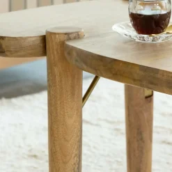 Made in Meubles Table basse vague en bois de manguier Zola