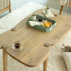 Made in Meubles Table basse vague en bois de manguier Zola