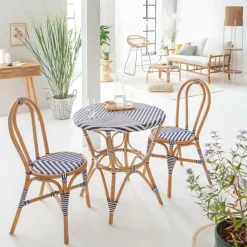 Made in Meubles Table de bistrot en rotin Elynne