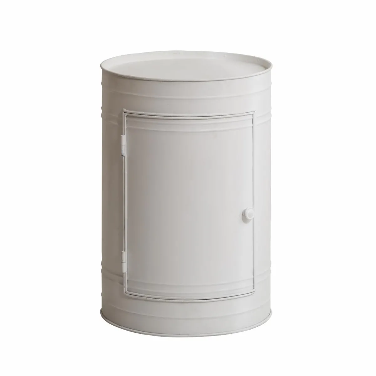 Made in Meubles Table de chevet bidon en métal blanc Meryl