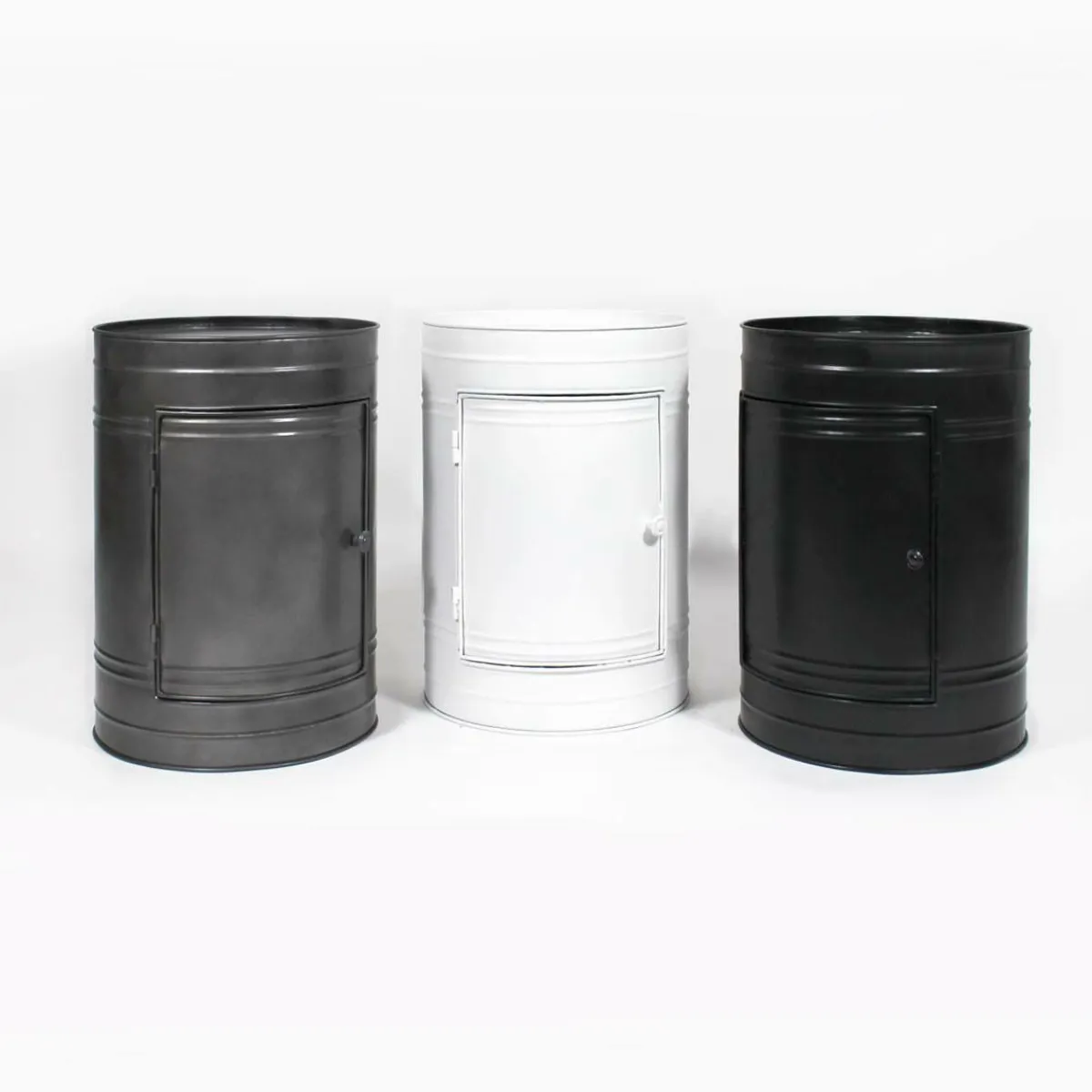 Made in Meubles Table de chevet bidon en métal blanc Meryl