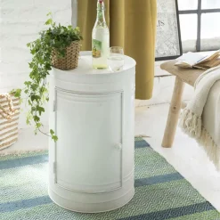 Made in Meubles Table de chevet bidon en métal blanc Meryl