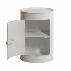 Made in Meubles Table de chevet bidon en métal blanc Meryl