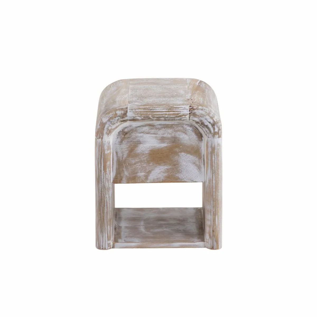 Made in Meubles Table de chevet blanchie en bois de manguier Gilda