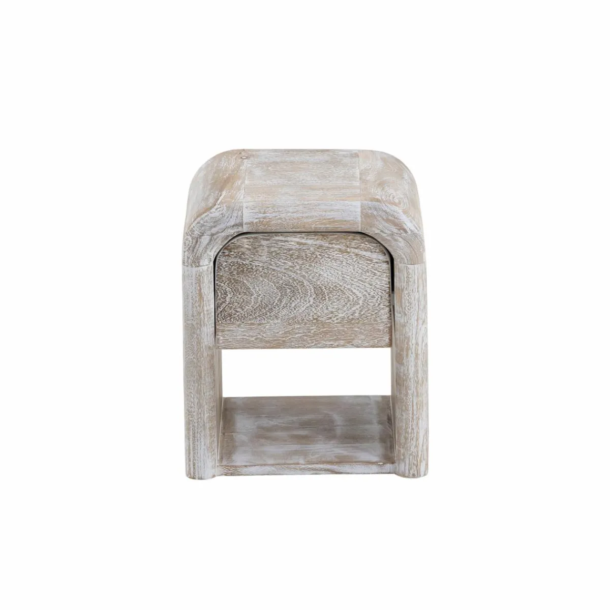 Made in Meubles Table de chevet blanchie en bois de manguier Gilda