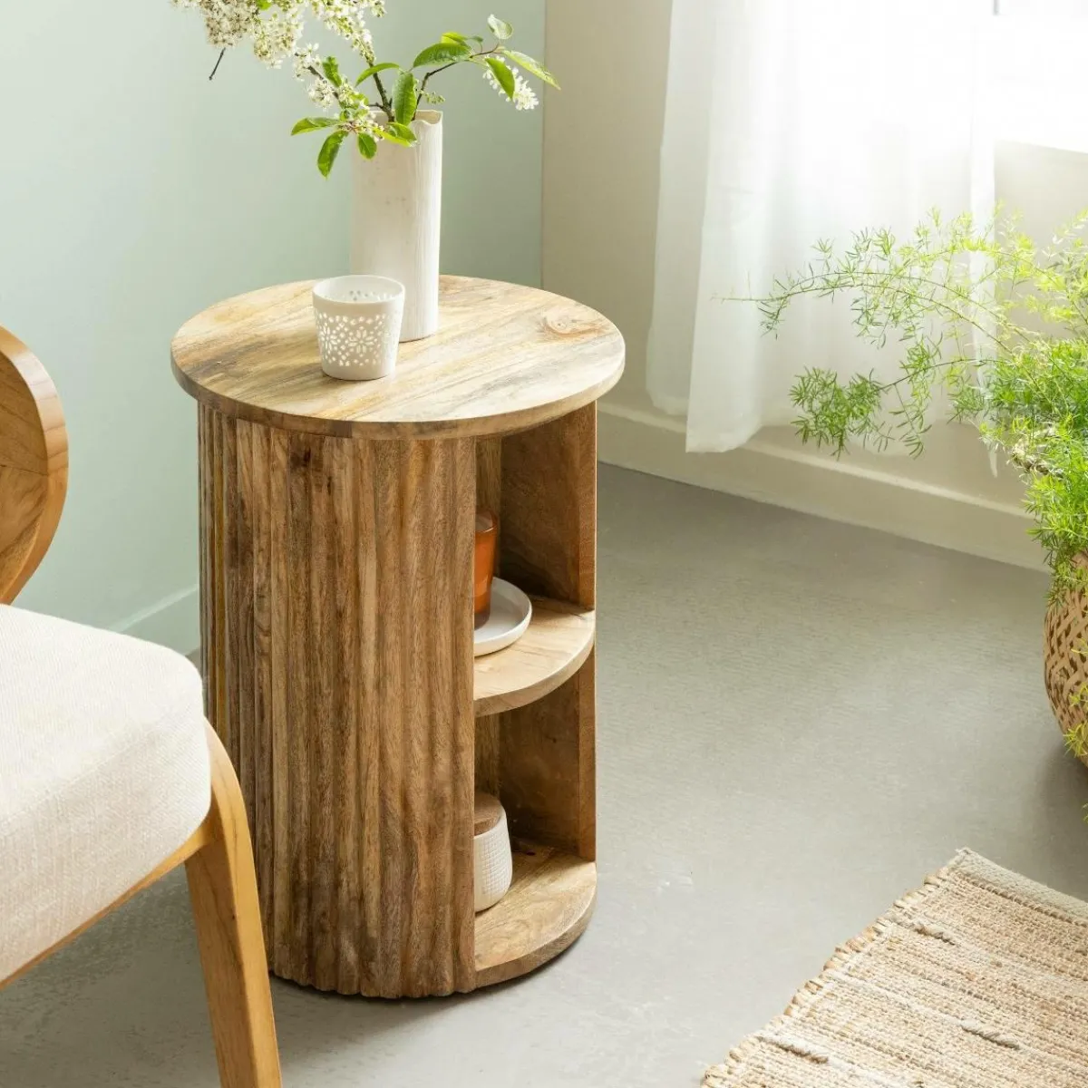 Made in Meubles Table de chevet en bois de manguier Maëva