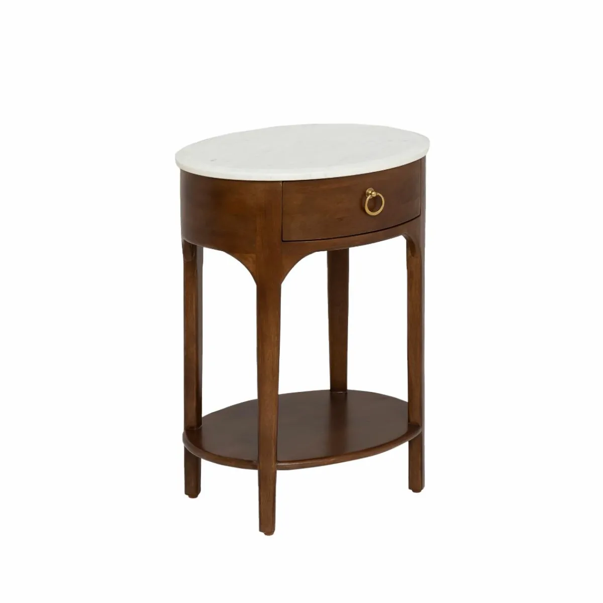 Made in Meubles Table de chevet en manguier et marbre Enoa
