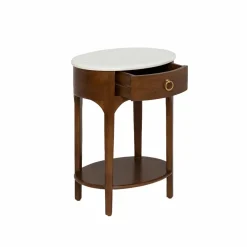 Made in Meubles Table de chevet en manguier et marbre Enoa