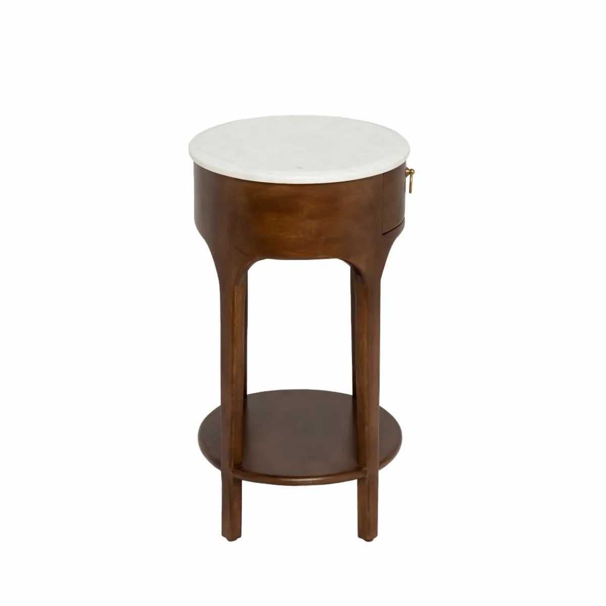 Made in Meubles Table de chevet en manguier et marbre Enoa