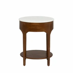 Made in Meubles Table de chevet en manguier et marbre Enoa