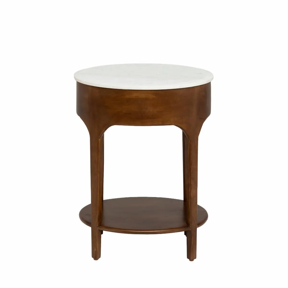 Made in Meubles Table de chevet en manguier et marbre Enoa