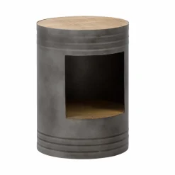 Made in Meubles Table de chevet en métal gris Locker