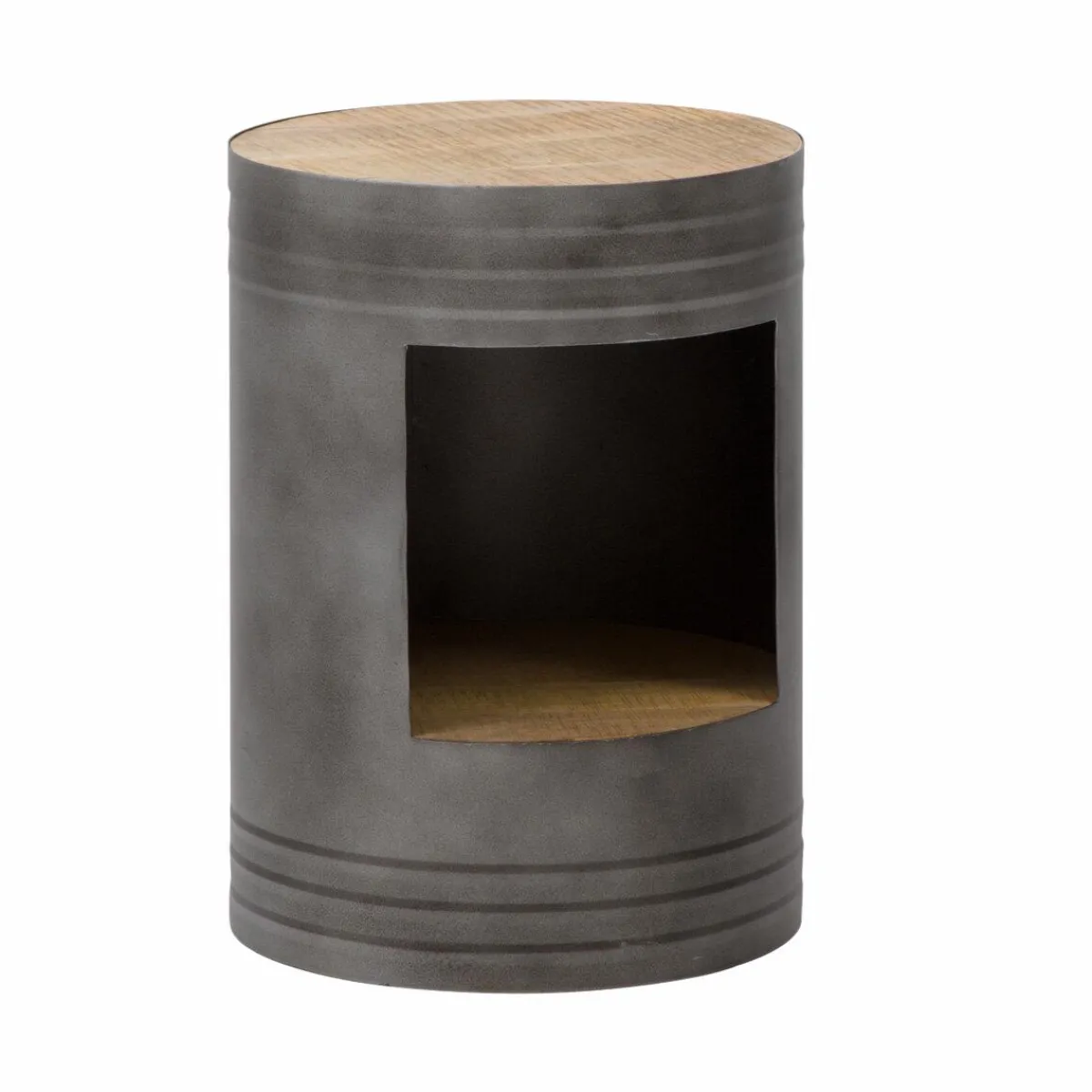 Made in Meubles Table de chevet en métal gris Locker