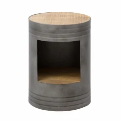 Made in Meubles Table de chevet en métal gris Locker