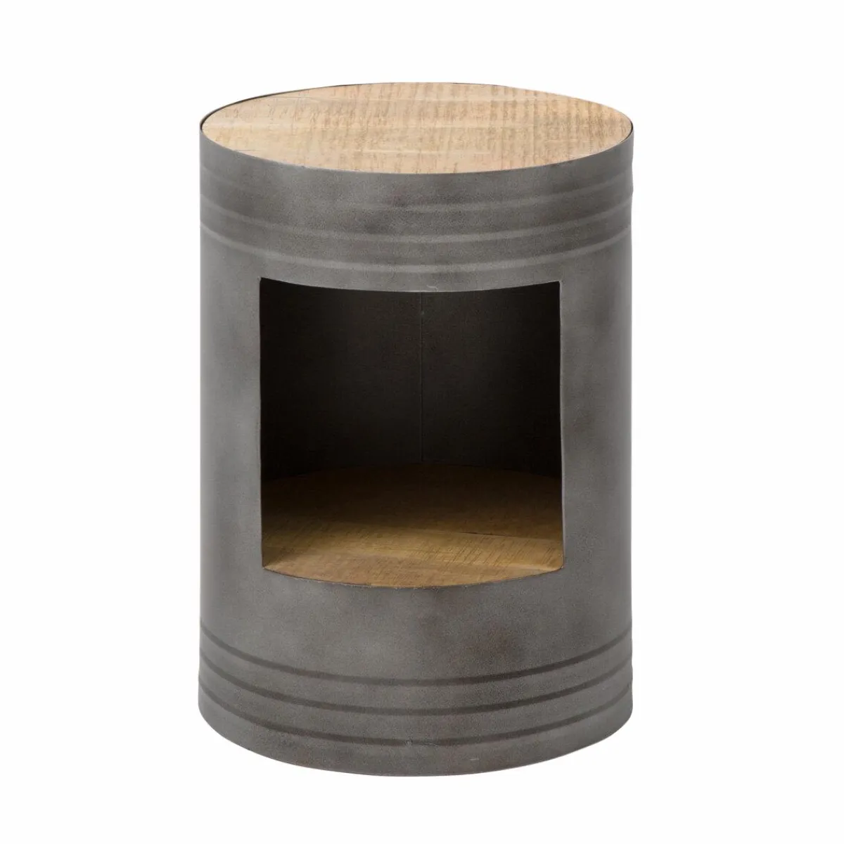 Made in Meubles Table de chevet en métal gris Locker