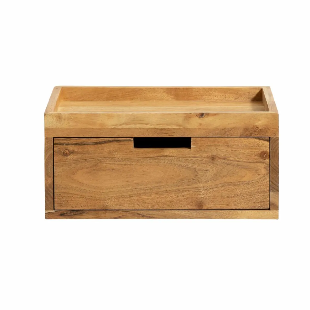 Made in Meubles Table de chevet murale carrée en bois d'acacia Orane