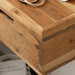 Made in Meubles Table de chevet murale carrée en bois d'acacia Orane