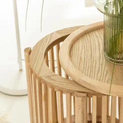 Made in Meubles Table de chevet ronde en bois de pin Vénus
