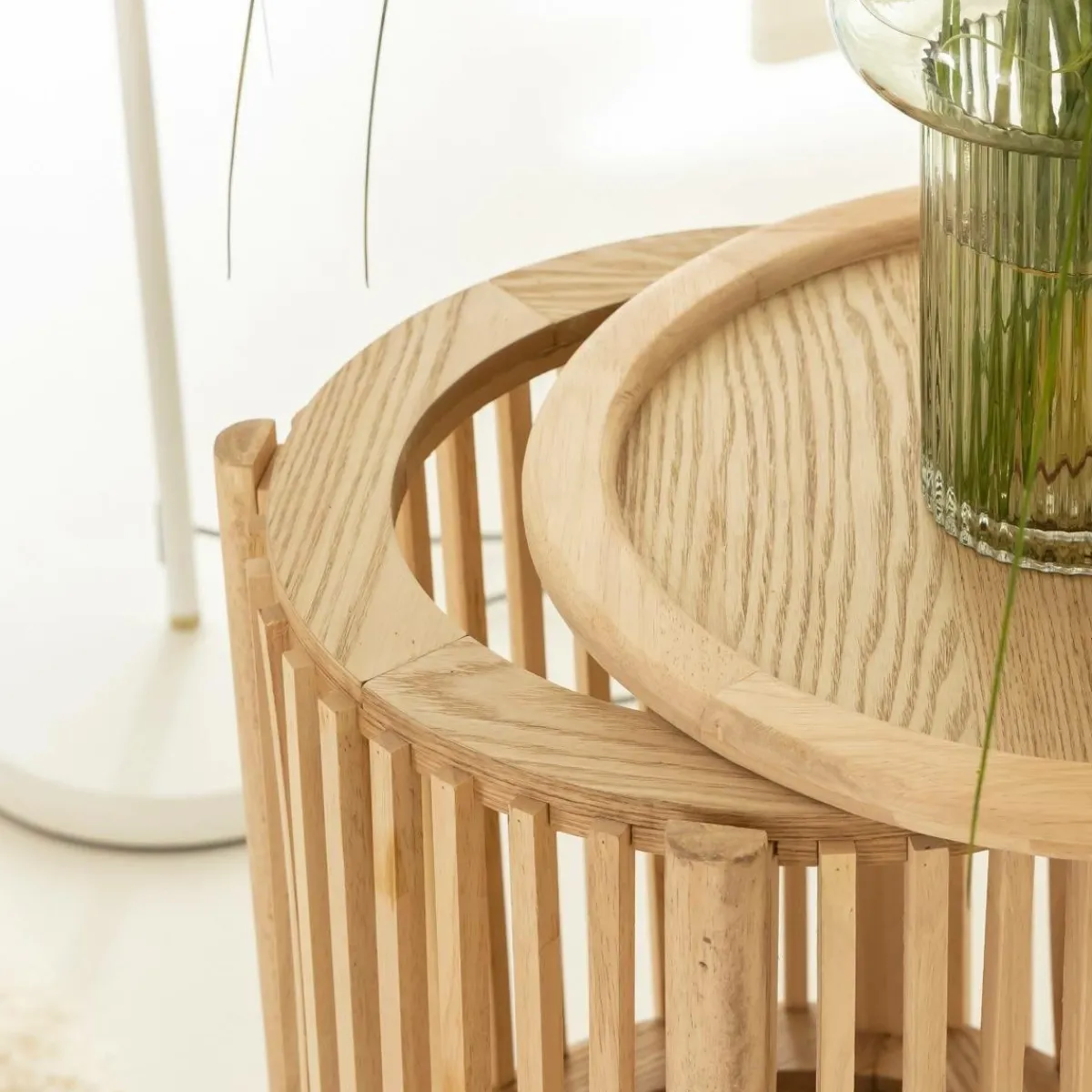 Made in Meubles Table de chevet ronde en bois de pin Vénus