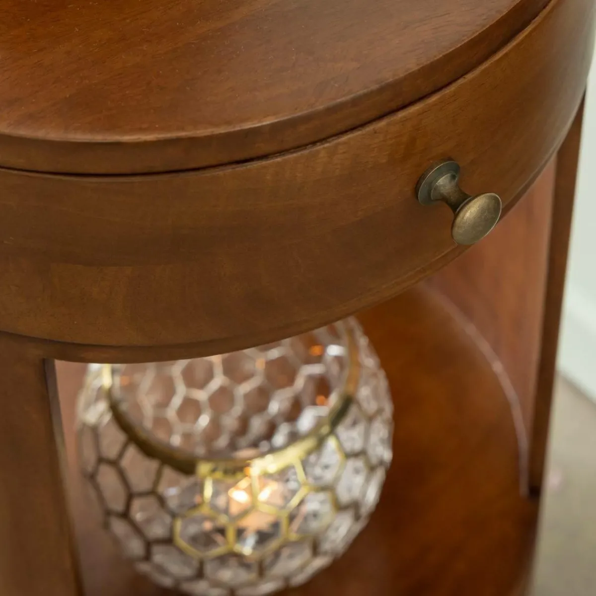 Made in Meubles Table de chevet ronde en bois de manguier Oana