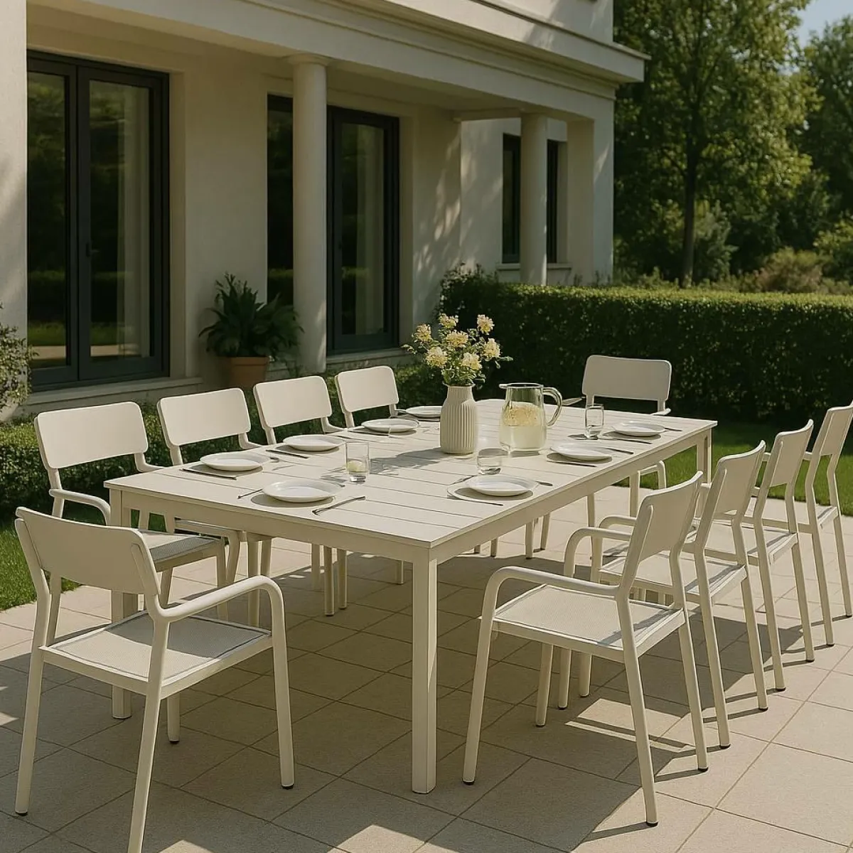 Made in Meubles Table de jardin en aluminium taupe Kaïa