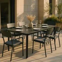 Made in Meubles Table de jardin en aluminium gris Kaïa
