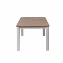 Made in Meubles Table de jardin en aluminium blanc et effet bois Ayden