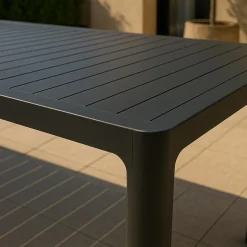 Made in Meubles Table de jardin grise en aluminium Kaïa