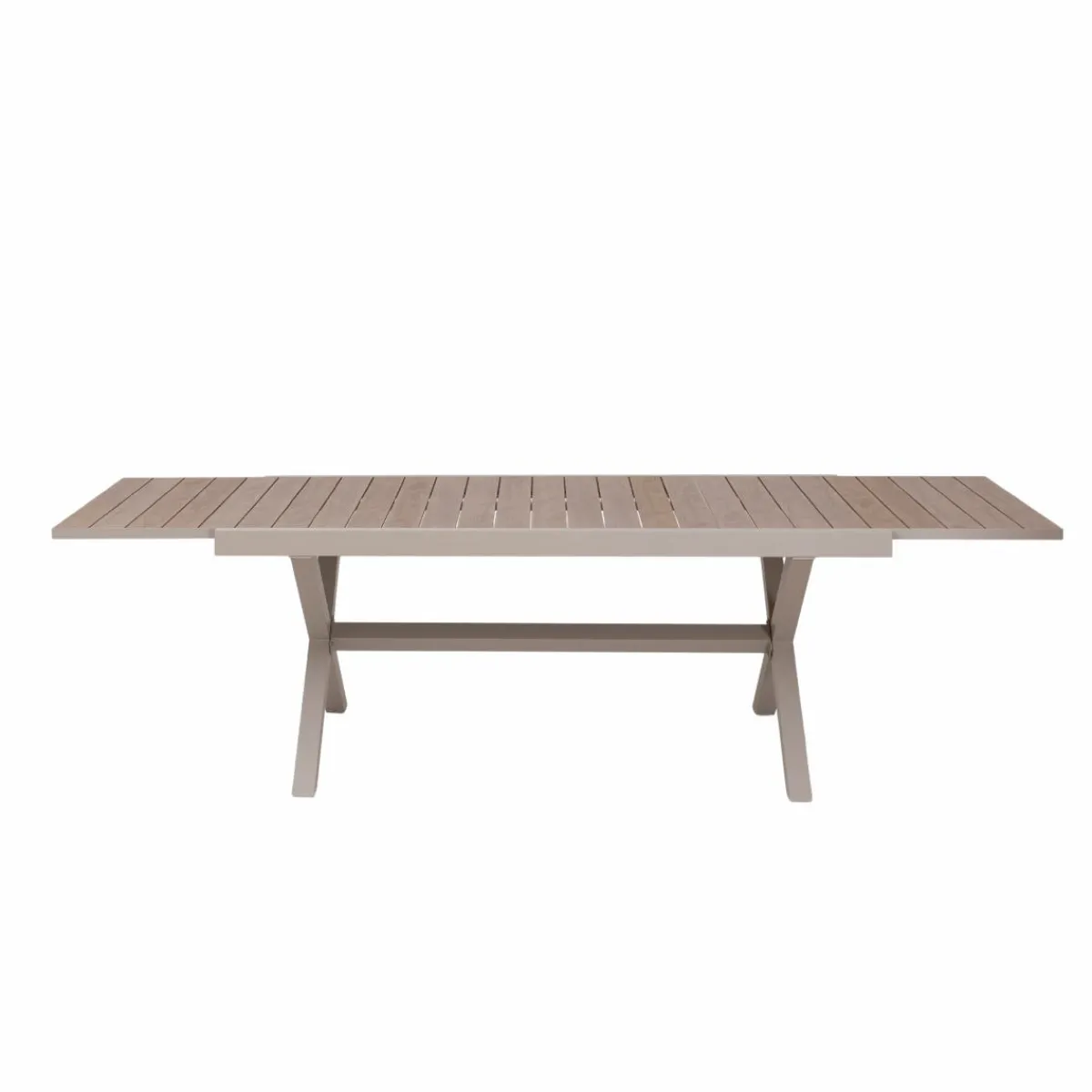 Made in Meubles Table de jardin taupe et effet bois en aluminium Ayden