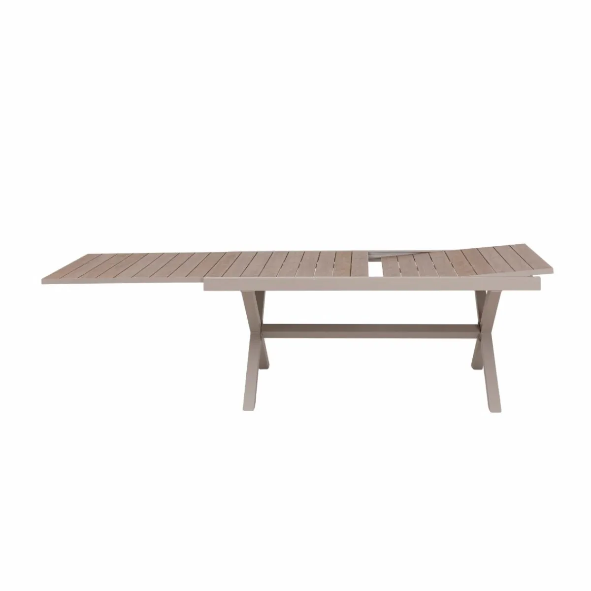 Made in Meubles Table de jardin taupe et effet bois en aluminium Ayden