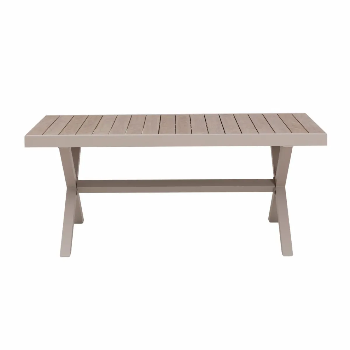 Made in Meubles Table de jardin taupe et effet bois en aluminium Ayden