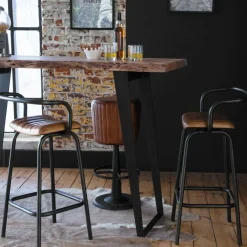 Made in Meubles Table haute en bois d'acacia Tree