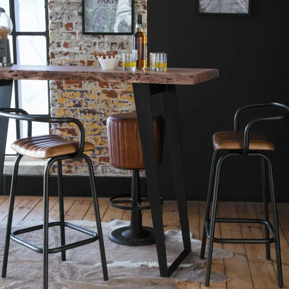 Made in Meubles Table haute en bois d'acacia Tree