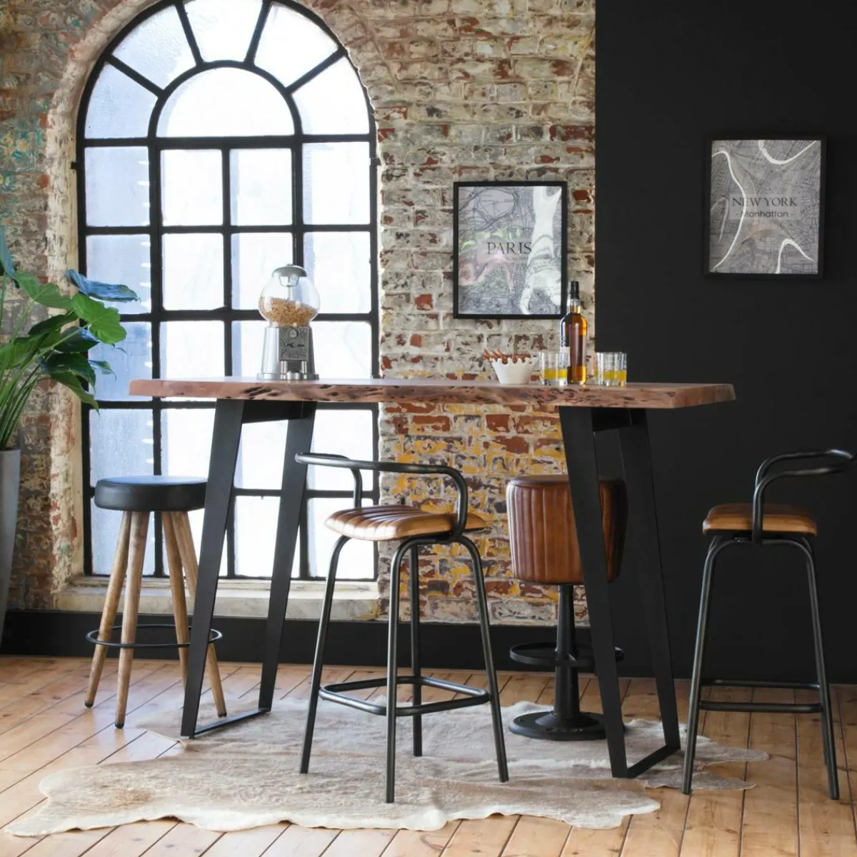 Made in Meubles Table haute en bois d'acacia Tree