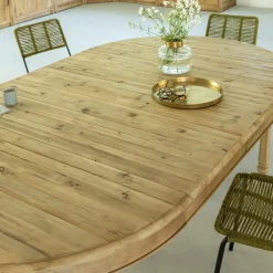 Made in Meubles Table à manger avec allonges en bois recyclé Garance
