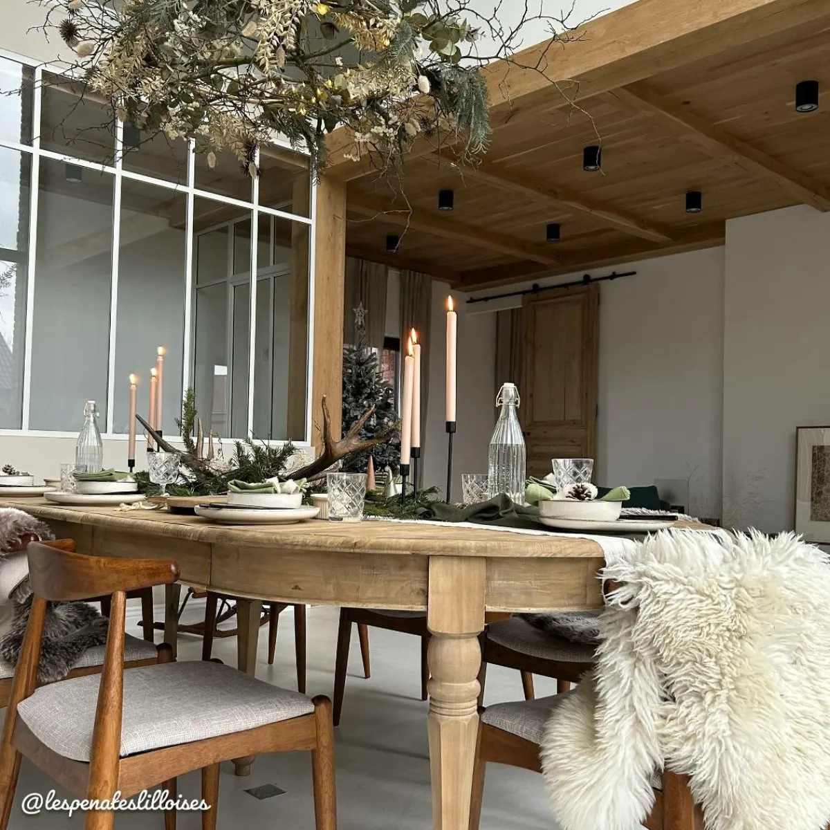 Made in Meubles Table à manger avec allonges en bois recyclé Garance