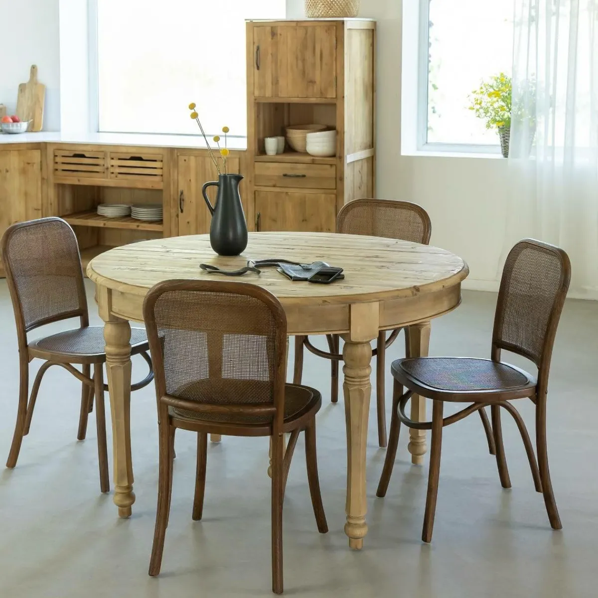 Made in Meubles Table à manger avec allonges en bois recyclé Garance