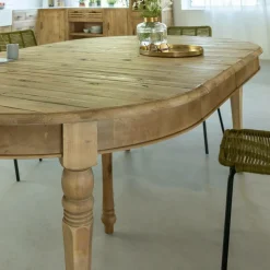 Made in Meubles Table à manger avec allonges en bois recyclé Garance