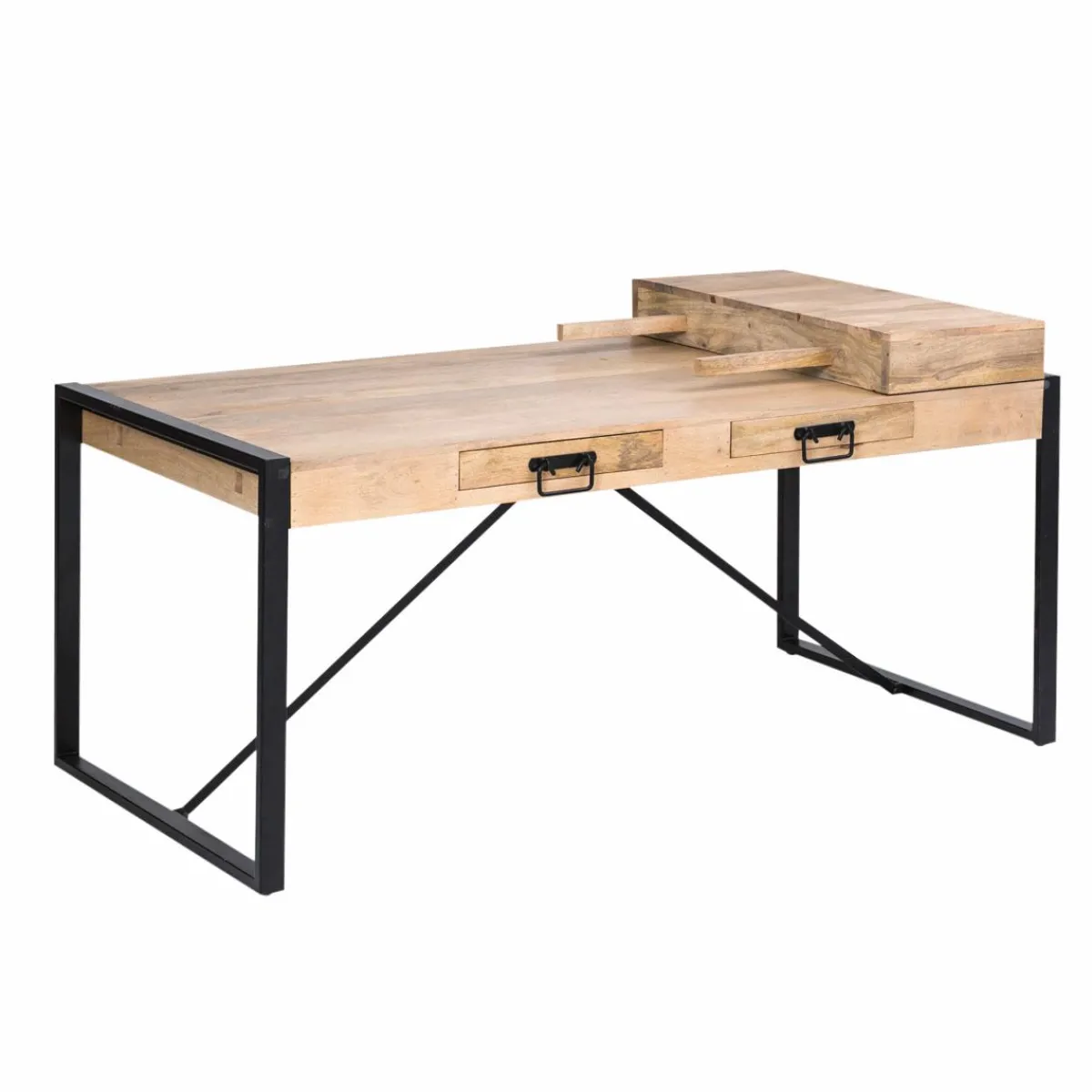 Made in Meubles Table à manger avec allonges en bois de manguier New-York