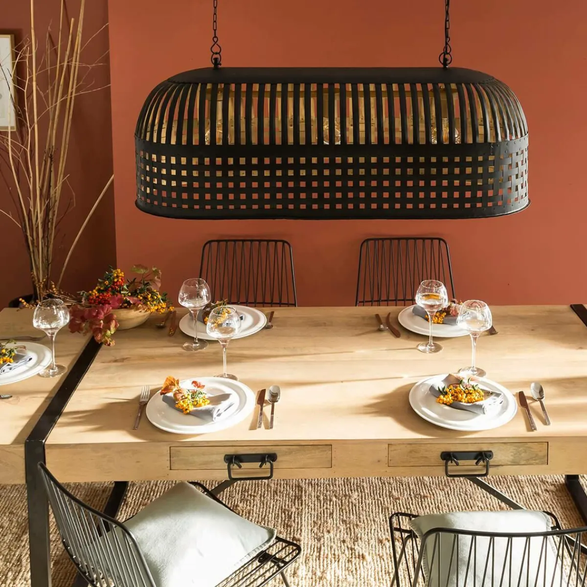 Made in Meubles Table à manger avec allonges en bois de manguier New-York