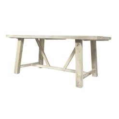 Made in Meubles Table à manger avec allonges en bois de manguier blanchi Terra