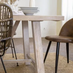 Made in Meubles Table à manger avec allonges en bois de manguier blanchi Terra