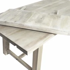 Made in Meubles Table à manger avec allonges en bois de manguier blanchi Terra