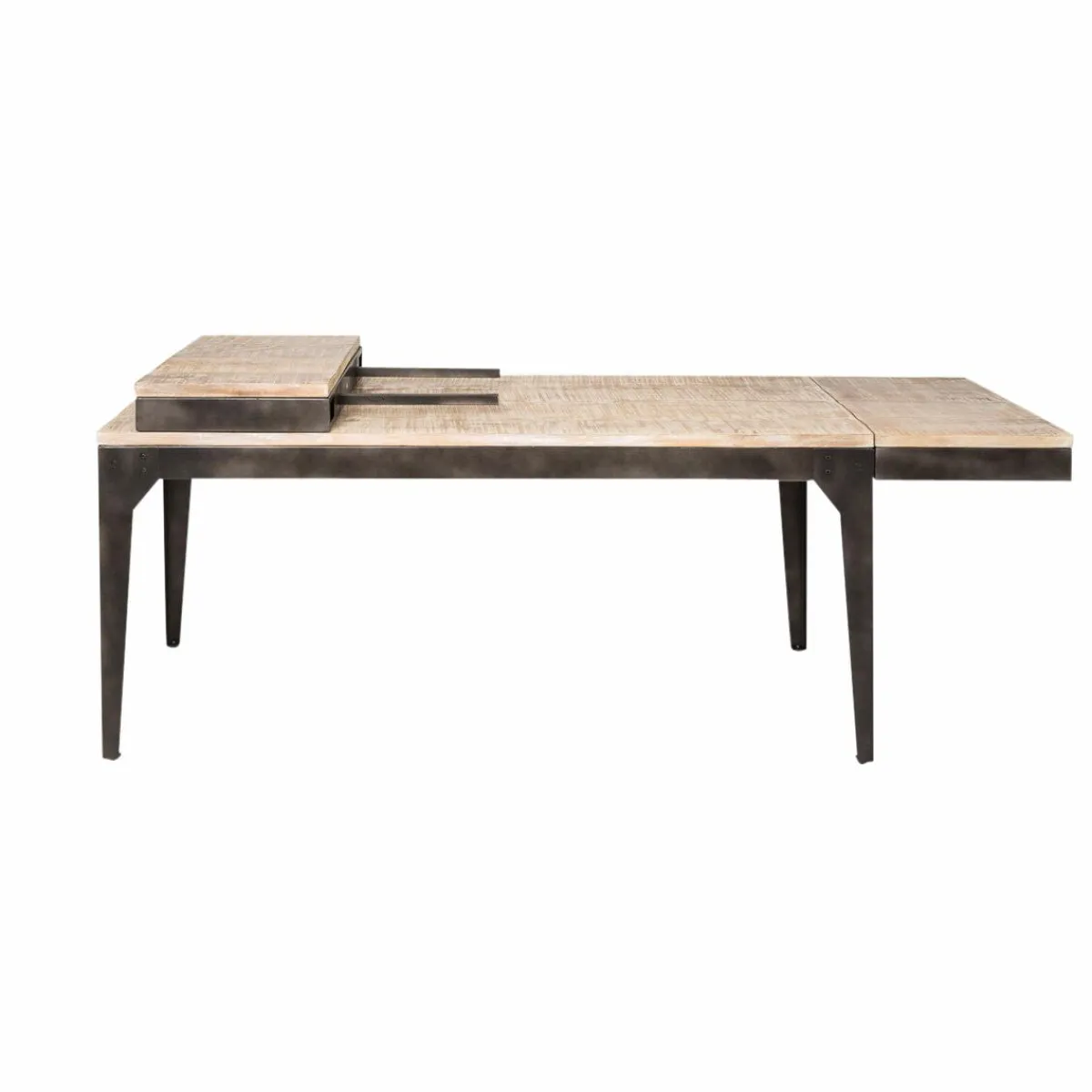 Made in Meubles Table à manger avec allonges en bois de manguier et métal Locker