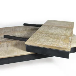 Made in Meubles Table à manger avec allonges en bois de manguier et métal Locker