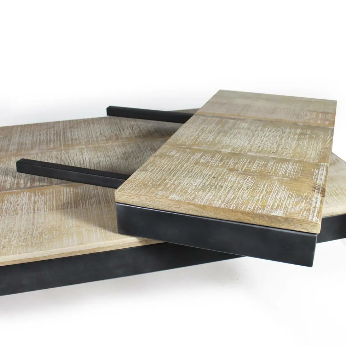 Made in Meubles Table à manger avec allonges en bois de manguier et métal Locker